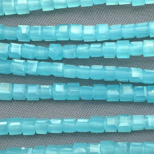 Atlas Blue Opal 2mm Cube Chinese Crystal Glass Beads Per Strand