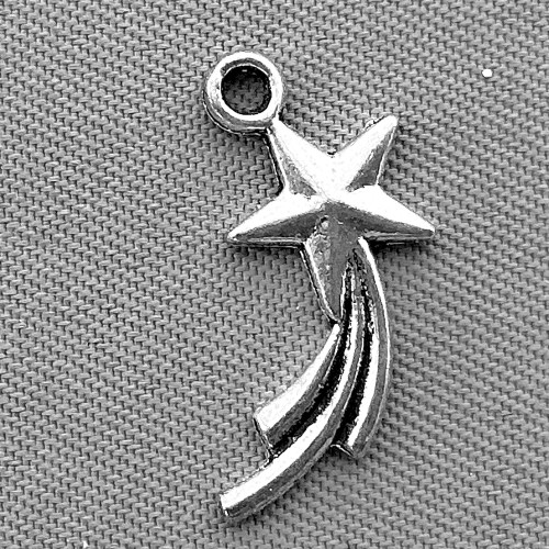 Shooting Star Charms 17x8mm Antique Silver Plated Alloy Q12 Per Pkg
