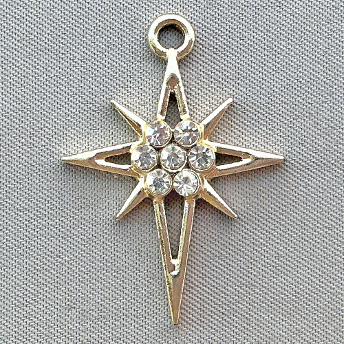 Crystal Rhinestone Star Charms Gold Plated Alloy 26x19mm Q6 Per Pkg