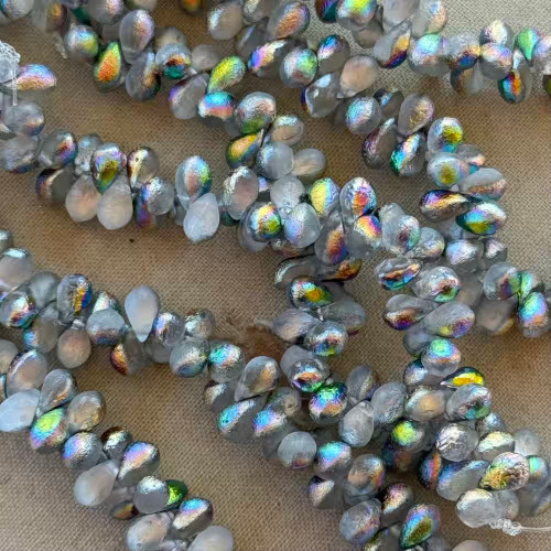 6x4mm Czech Glass Drop Beads Etched Phantom 50Pcs Per Strand