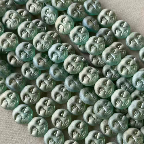 13mm Moon Beads Czech Glass Matte Phantom Moon Q15 Per Strand
