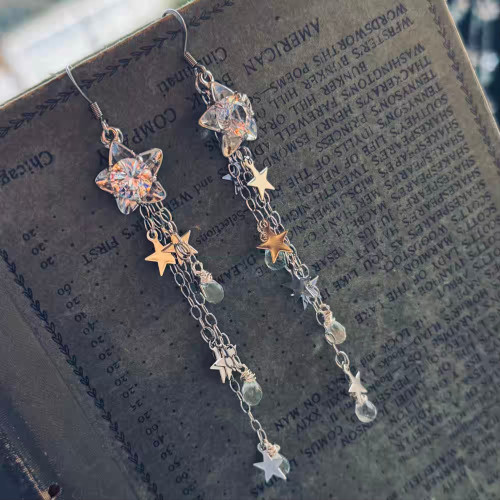 Drops of Stars Earrings Silver Artisan Made in the USA Per Pair