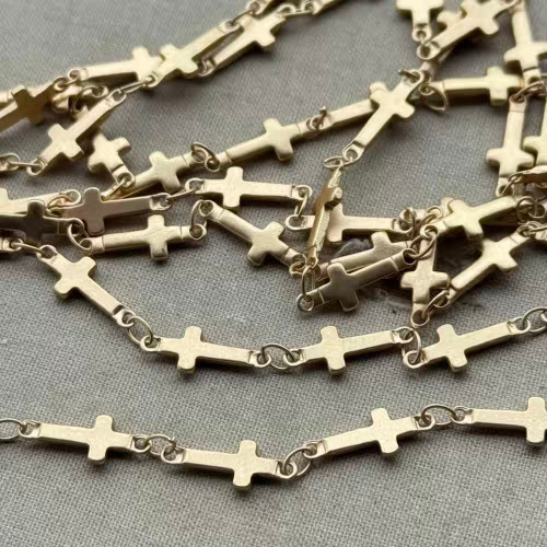 14x5mm Cross Chain Soldered Satin Hamilton Gold Per Foot
