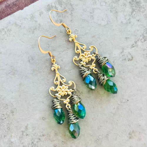 Kryptonite Earrings Gold Artisan Made in the USA Per Pair