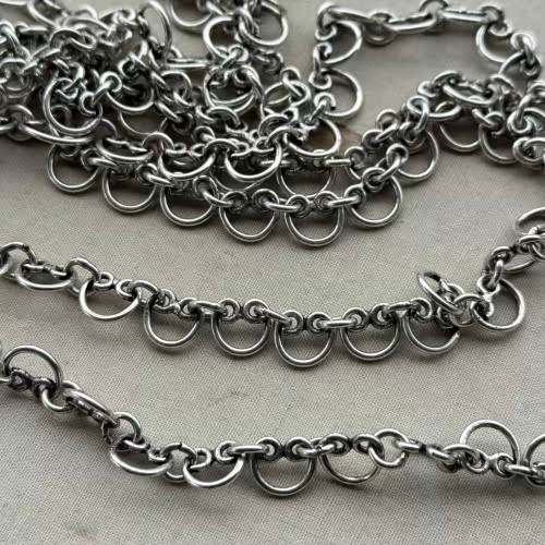 10x8mm Pretzel Scroll Antique Silver Plated Solid Copper Chain Soldered India No E-Coat Per Ft