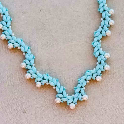 Woven Treasures Sea Foam Seed Beaded Choker Necklace Artisan Made Per Pc