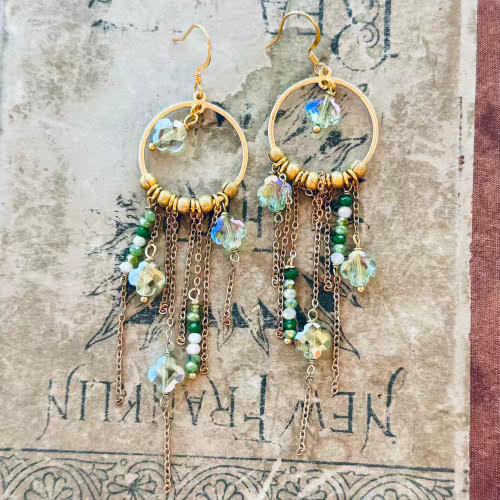 Clover Opulence Chandelier Earrings Gold Artisan Made in the USA Per Pair