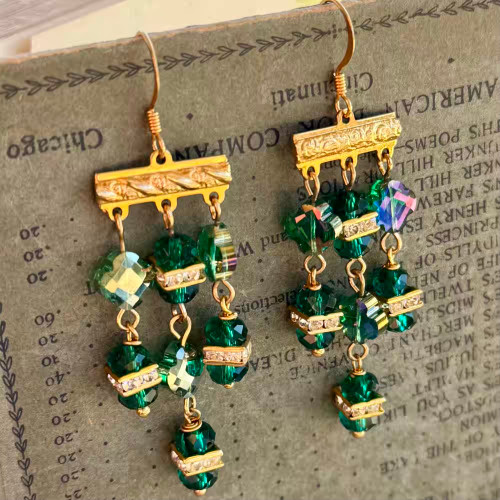Clover Baroque Chandelier Earrings Gold Artisan Made in the USA Per Pair