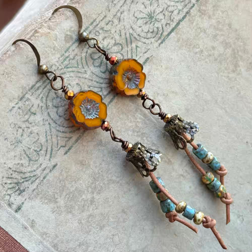 Savannah Drop Earrings Brass Artisan Made in the USA Pair