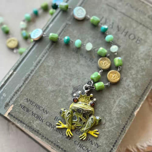Singing in the Rain Frog Necklace Artisan Made Per Pc