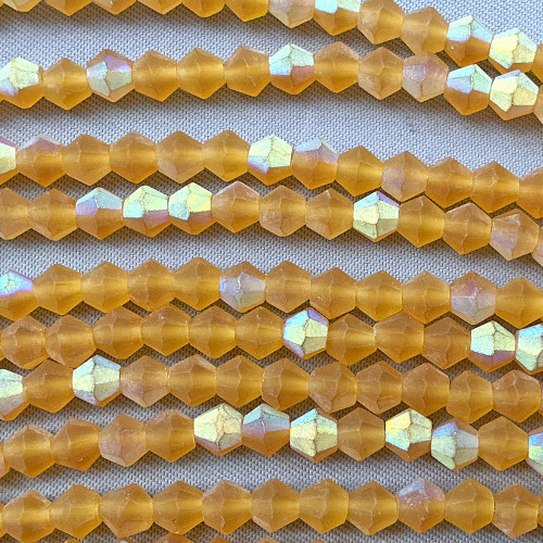 Matte Topaz AB 4mm Faceted Bicone Chinese Crystal Glass Beads Per Strand