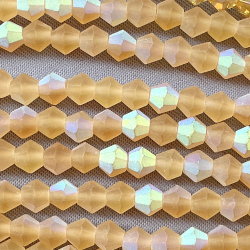 Matte Buttercream AB 4mm Faceted Bicone Chinese Crystal Glass Beads Per Strand