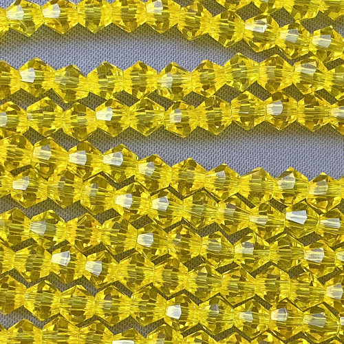 Yellow 4mm Faceted Bicone Chinese Crystal Glass Beads Per Strand
