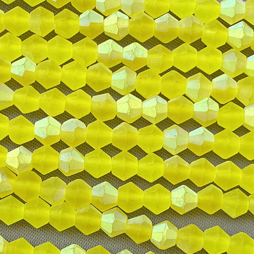 Matte Limoncello AB 4mm Faceted Bicone Chinese Crystal Glass Beads Per Strand