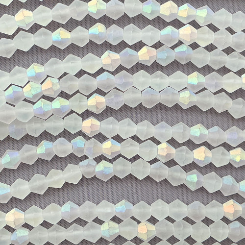 Matte Clear Crystal AB 4mm Faceted Bicone Chinese Crystal Glass Beads Per Strand
