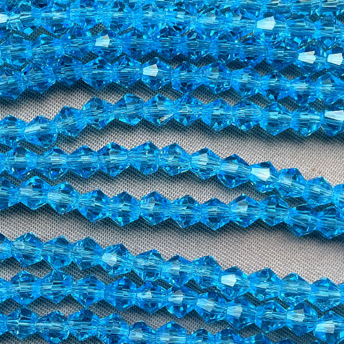 Aqua 4mm Faceted Bicone Chinese Crystal Glass Beads Per Strand