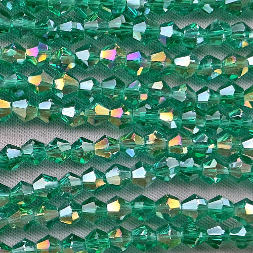 Emerald AB 4mm Faceted Bicone Chinese Crystal Glass Beads Per Strand