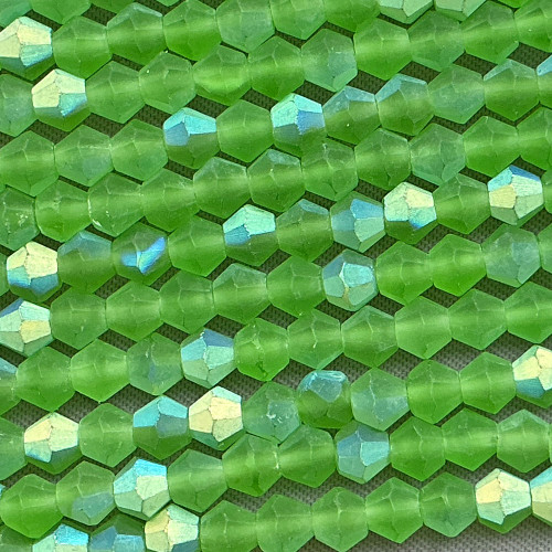 Matte Green Pear AB 4mm Faceted Bicone Chinese Crystal Glass Beads Per Strand