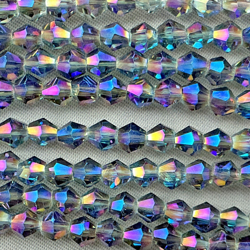 Purple Aurora 4mm Faceted Bicone Chinese Crystal Glass Beads Per Strand