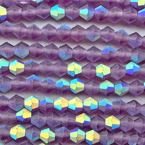 Matte Amethyst AB 4mm Faceted Bicone Chinese Crystal Glass Beads Per Strand