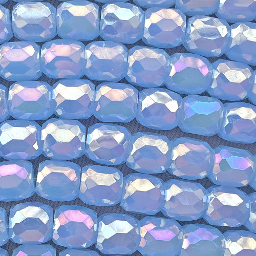 Periwinkle AB Faceted Barrel 9x8mm Chinese Crystal Glass Beads Per Strand