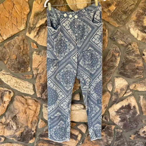Sky Bandana Traveler Pants Denim Patchwork Distressed All Cotton Jaded Gypsy