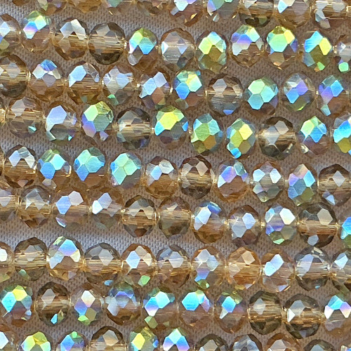 Khaki Batik 4x3mm Faceted Rondelle Chinese Crystal Glass Beads Per Strand