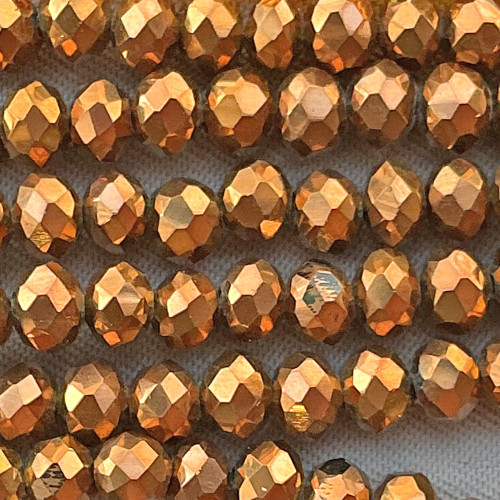 Metallic Cinnamon 4x3mm Faceted Rondelle Chinese Crystal Glass Beads Per Strand
