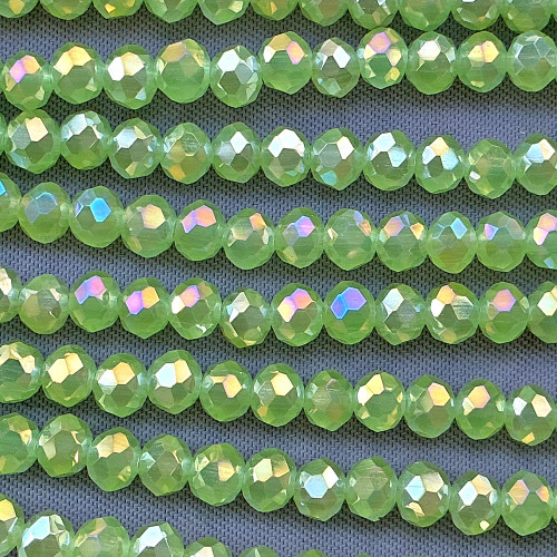 Apple Green Opalite AB 4x3mm Faceted Rondelle Chinese Crystal Glass Beads Per Strand
