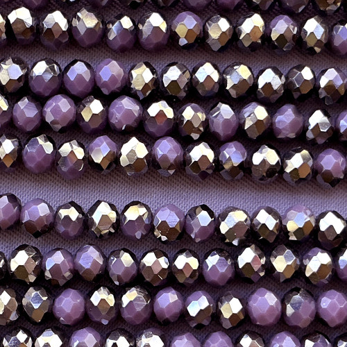 Purple Pansy Gunmetal 4x3mm Faceted Rondelle Chinese Crystal Glass Beads Per Strand