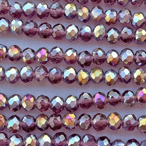 Amethyst Copper 4x3mm Faceted Rondelle Chinese Crystal Glass Beads Per Strand