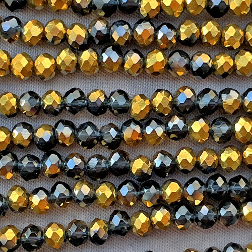 Aurum Indigo Night 4x3mm Faceted Rondelle Chinese Crystal Glass Beads Per Strand
