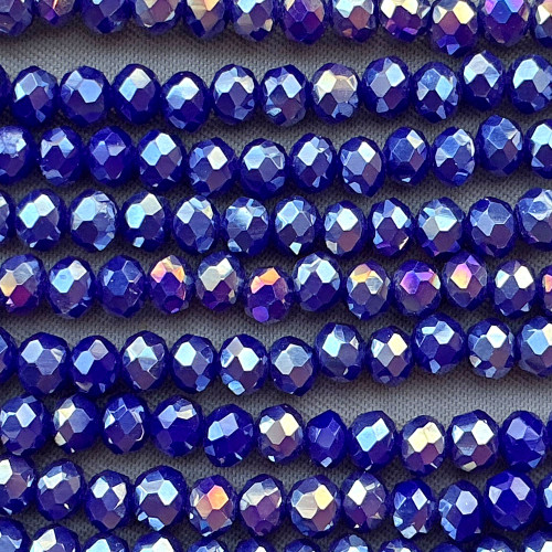Cobalt AB 4x3mm Faceted Rondelle Chinese Crystal Glass Beads Per Strand