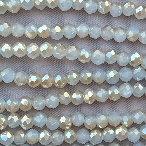 Florentine Blue Champagne 4x3mm Faceted Rondelle Chinese Crystal Glass Beads Per Strand