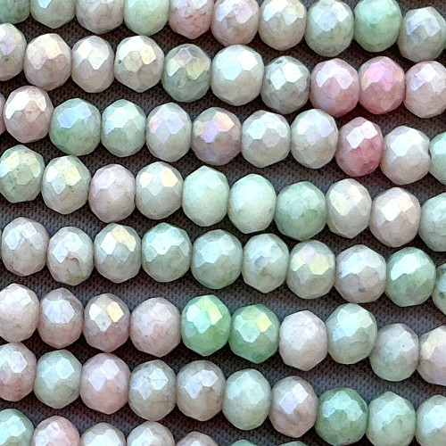 Matte Watermelon Patina Luster 4x3mm Faceted Rondelle Chinese Crystal Glass Beads Per Strand