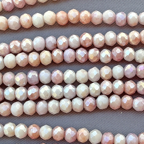French Rose Patina Luster 4x3mm Faceted Rondelle Chinese Crystal Glass Beads Per Strand
