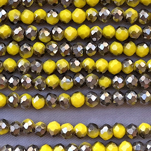Retro Yellow Charcoal 4x3mm Faceted Rondelle Chinese Crystal Glass Beads Per Strand