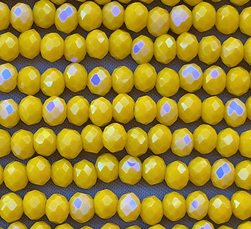 Sunny Yellow Aurora 4x3mm Faceted Rondelle Chinese Crystal Glass Beads Per Strand
