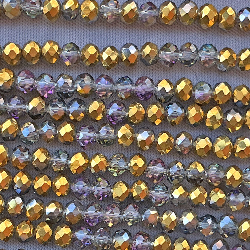 Aurum Eclipse 4x3mm Faceted Rondelle Chinese Crystal Glass Beads Per Strand