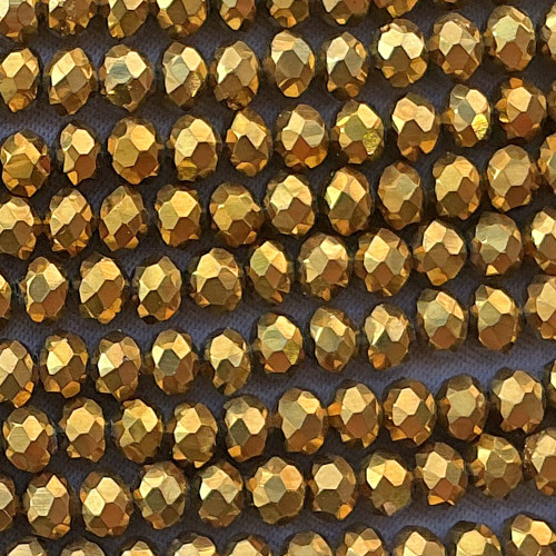 Aurum 4x3mm Faceted Rondelle Chinese Crystal Glass Beads Per Strand