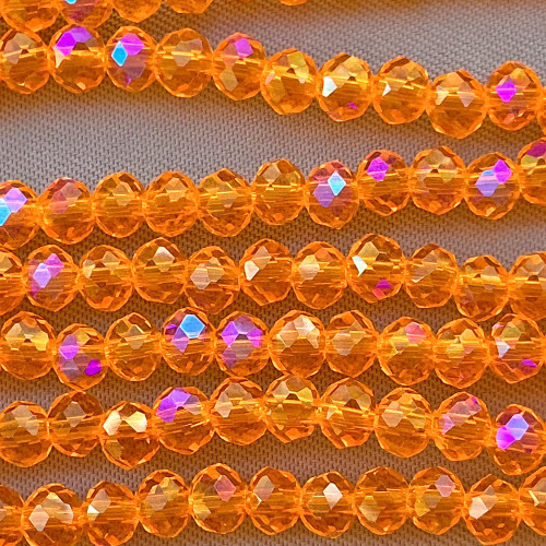 Neon Orange Aurora 4x3mm Faceted Rondelle Chinese Crystal Glass Beads Per Strand