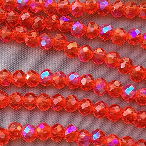 Vermilion Starlight 4x3mm Faceted Rondelle Chinese Crystal Glass Beads Per Strand