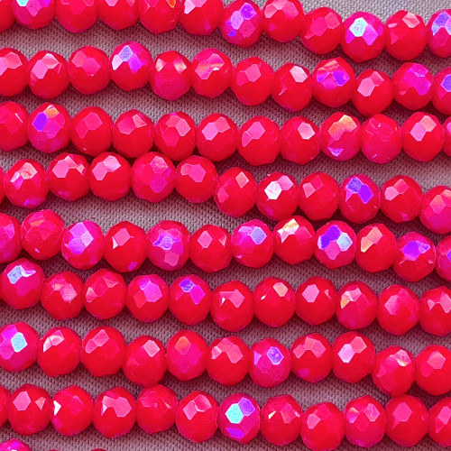 Red Poppies Starlight 4x3mm Faceted Rondelle Chinese Crystal Glass Beads Per Strand