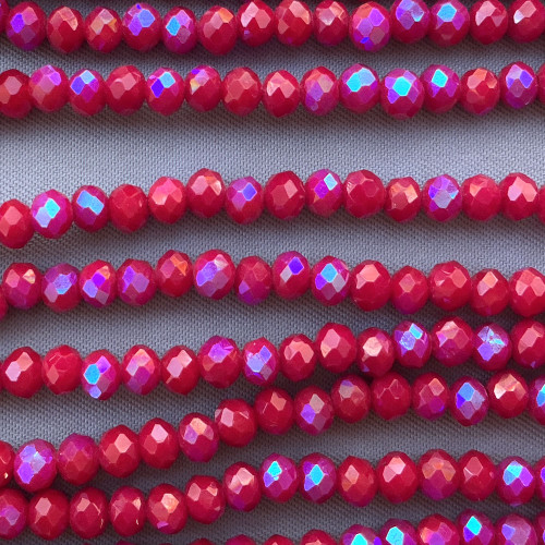Cherry Starlight 4x3mm Faceted Rondelle Chinese Crystal Glass Beads Per Strand