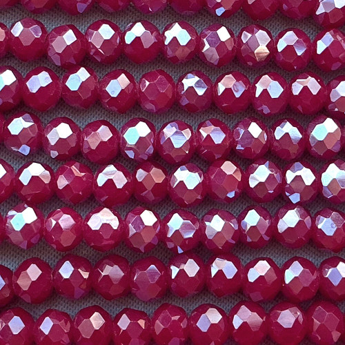 Garnet Satin 4x3mm Faceted Rondelle Chinese Crystal Glass Beads Per Strand