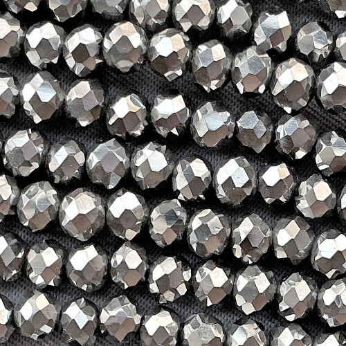 Pewter 4x3mm Faceted Rondelle Chinese Crystal Glass Beads Per Strand