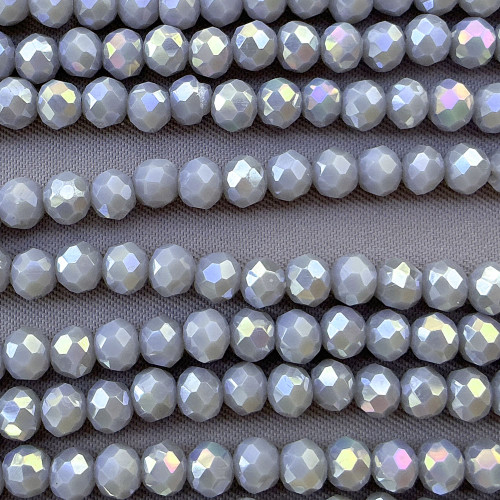 Fossil Gray AB 4x3mm Faceted Rondelle Chinese Crystal Glass Beads Per Strand