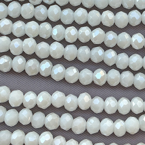 Alabaster Satin 4x3mm Faceted Rondelle Chinese Crystal Glass Beads Per Strand