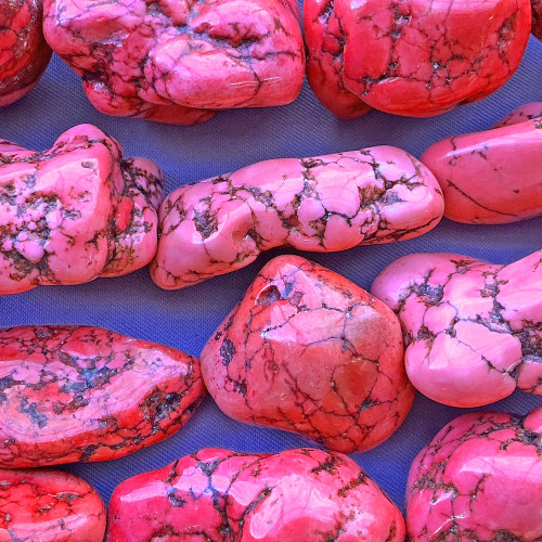 Dyed Watermelon Pink Magnesite 30-20mm Nugget Semi-Precious Stone Beads Per Strand