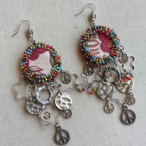 Royal Hippie Bohemia Dangles Earrings Coins Artisan Made in the USA Per Pair